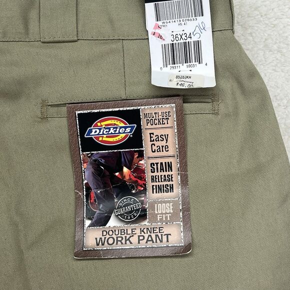 NOS Vintage y2k Dickies Double Knee Work Pant 36x34 Men Khaki Loose Fit New Tags - Picture 8 of 9